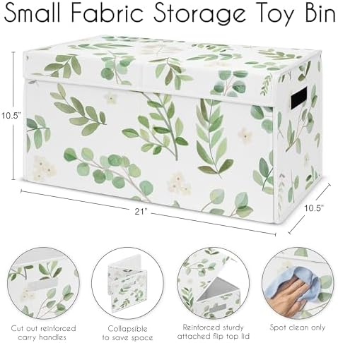 Sweet Jojo Designs Floral Leaf Girl Small Fabric Toy Bin Storage Box Chest for Baby Nursery or Kids Room - Green and White Boho Watercolor Botanical Woodland Tropical Garden - Image 6
