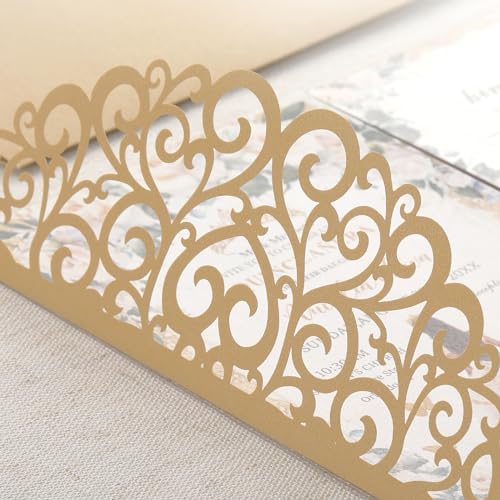 Gold Wedding Invitation Blank Bridal Shower Invitations with Rsvp Cards - Image 6