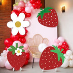 4 Pcs Large Strawberry Birthday Cardboard Cutouts Strawberry Baby Shower Backdrop Party Decorations for Lawn Yard Signs Summer Fruit Themed Party Supplies Photo Booth Props - Image 2
