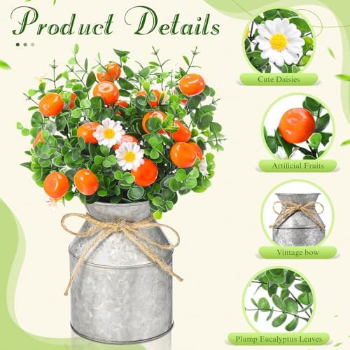 Mimorou 6 Sets Little Cutie Baby Shower Decorations, Lifelike Orange Fruit Daisy Flower Tables Centerpieces, Artificial Summer Tangerine‌ Mason Jar Vase Greenery Decor for Home Office Party Supplies - Image 4