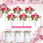 3 Sets Artificial Peonies Flower Peony Bouquet with Galvanized Metal Pot Silk Fake Peonies Faux Flower Arrangements for Wedding Table Centerpiece Party Home Room (Mixed Pink) - Image 3