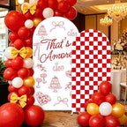FYSUIMU 2 Pcs That's Amore Arch Backdrop Covers Red Plaid Pizza Pasta Stretchy Spandex Arch Stand Fabric Cover for Italian Party Wedding Bridal Shower Bachelorette Engagement Decorations (5ft/6ft) - Image 5
