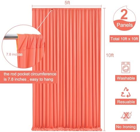 10x10 Orange Backdrop Curtain for Parties Wrinkle Free Orange Photo Curtains Backdrop Drapes Fabric Decoration for Wedding Birthday Party Baby Shower 5ft x 10ft,2 Panels - Image 5