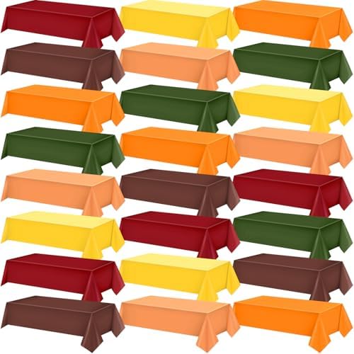 Jinei 24 Pcs Fall Plastic Tablecloth Thanksgiving Disposable Table Cover by Jinei