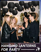 Treela 48 Pcs Paper Lanterns Party Decorations Round, Black - Image 4