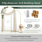 Balloon Arch Stand Set of 2 (7.2FT & 6FT) – Gold Arch Backdrop Stand for Wedding, Party Decoration, Photo Backdrop Frame with Base, Carry Bags & Accessories - Image 5