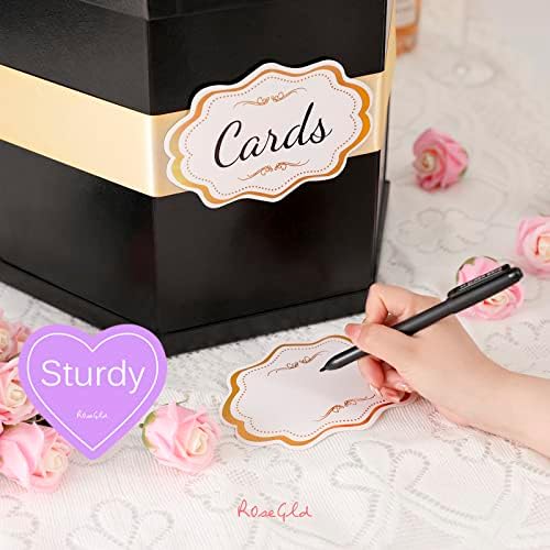 ROSEGLD Black Card Box, Card Receiving Box with Ribbon 14x12x12 Inches - Image 3