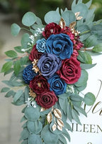 Artificial Navy Blue Wedding Arch Flower Floral Swags Set of 2 - Image 3