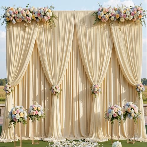 20ftx15ft Champagne Backdrop Curtains for Parties, Wrinkle Free Polyester Photo Backdrop Drapes 4 Panels 15 ft Long Back Drop Cloth for Wedding Birthday Photography Background Party - Image 6