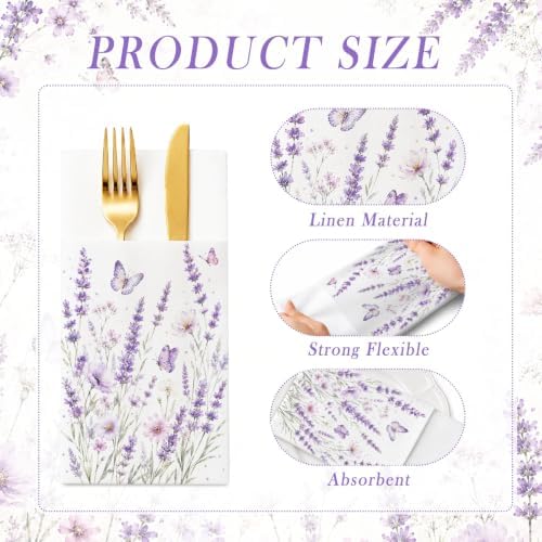 Lavender Linen Feel Pocket Napkins for Wedding Decor Cocktail Party - Image 7