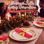 30 Set Christmas Red Pre Rolled Napkins with Rose, Gold Cutlery - Image 5