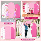 3Pcs Pink Arch Backdrop Cover Pink Stretchy Arch Backdrop Stand Cover Cartoon Cat Bow Spandex 4ft 5ft 6ft Background Covers Cute Spot Photos Prop Covers for Wedding Bridal Baby Shower Photo Decoration - Image 6