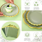 144 Pcs 48 Guests Sage Green Paper Plates and Napkins - Image 3