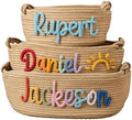 Personalized Baby Name Basket - Custom Embroidered Cotton Rope Organizer, Diaper Caddy & Nursery Storage Gift for Newborns, Toddlers - Baby Shower, Birthday, Easter Present (Brown, L) by Unknown