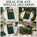 100Pcs Green Napkins Disposable Linen Feel Dinner Paper Napkins with Built-in Flatware Pocket, 16in x 16in Airlaid Paper Pre-Folded Napkin for Silverware Baby Shower Easter Wedding Birthday Party - Image 3