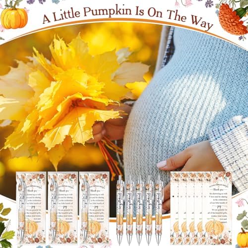 60 Sets Pumpkin Baby Shower Favors, Pen with Thank You Card, Orange - Image 6