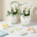 EYNDYN 50 Set Flower Bar Supplies Bouquet Holder Flower Bags for Baby Shower Party with Handle Paper 1 Roll Crafting Ribbon Wrapping Sleeves for Baby Shower Boys Girl's Kid's Birthday Parties - Image 5