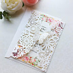 Hosmsua 5.12 x 7.3 Inches 20PCS Ivory Wedding Invitation Cards with Butterfly and Envelopes Laser Cut Lace Flora Invitation for Wedding Engagement Quinceanera Sweet 16 Birthday Party (Ivory) - Image 2