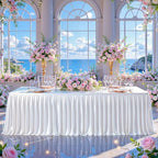 6 Pack White Satin Table Clothes for 6 Foot Rectangle Tables - 6FT Wrinkle Resistant Glitter Rectangle Tablecloths, Party Table Covers for Wedding Banquet, Baby Shower, Birthday, Holiday Dinner - Image 7