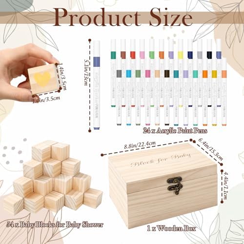 JarThenaAMCS 80 Pcs Baby Shower Game Kits Coloring Building Blocks Baby Clothes Wooden Display Sign Colorful Markers with Storage Box for Birthday Party DIY Crafts Supplies - Image 3