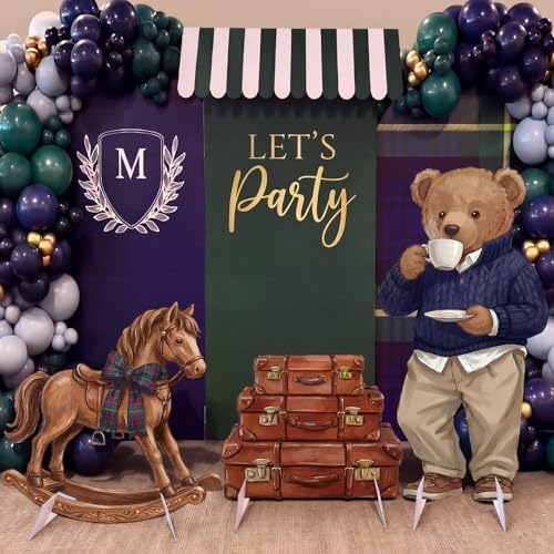 Novabright 3 Pcs Equestrian Bear Party Stands, Rocking Horse Suitcase Bear by Unknown