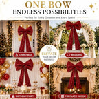 PartyPosh Oversized Deep Wine Red Velvet Sequin Bow 51"x25" - Image 5