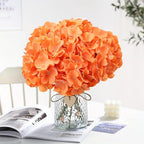 AVIVIHO 65pcs Fake Flowers Orange Hydrangea Artificial Flowers Bulk (Not Squished, No Steaming Need) Silk Flowers with Stems for Wedding Decor,Home,Baby Shower,Table Centerpieces Decoration - Image 2