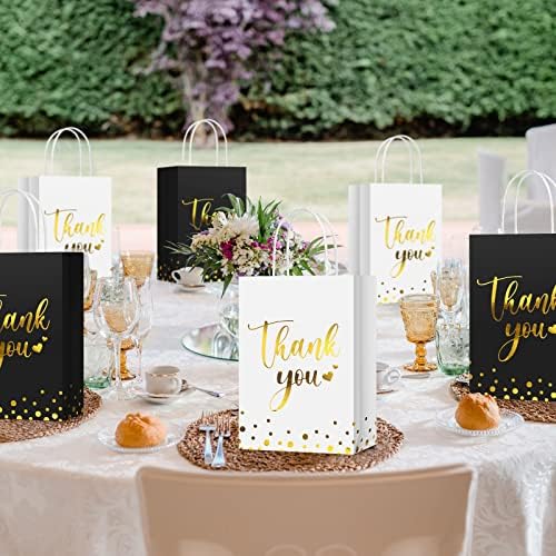 PerKoop 60 Pack Thank You Paper Gift Bags, Classic, Black and White - Image 6