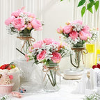 Zeyune 6 Sets Mason Jar Flowers Centerpiece Table Decorations,Coral Pink - Image 3