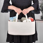 COMSE Small Woven Basket with Gift Bag and Ribbons, Gift Basket Empty, and Large Diaper Caddy Organizer for Girl Boy, Car Diaper Caddy with Handles - Image 6