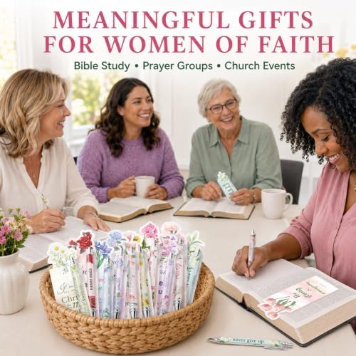 30 Sets Christian Bible Verse Pens Gifts Bulk with Bookmarks Inspirational Scripture Pens Religious Ballpoint Pen with Black Ink Floral Design for Prayers Women Church Gifts (Floral) - Image 5
