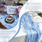 Light Blue Boho Cheesecloth Table Runner 12 Pack 17x108 Inch Sheer Gauze - Image 7