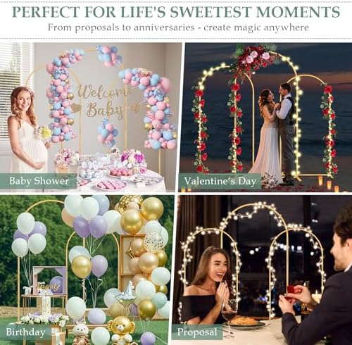 WellSign 6FT 5FT 4FT Wedding Arch Backdrop Stand Kit Set of 3 - Image 6