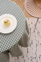 vctops Farmhouse Green Plaid Ruffle Table Cloth, Boho Cotton Linen Tablecloth, Washable Table Cover for Round Table Baby Shower Kitchen Party Wedding Decor (Grey Green,70") - Image 6
