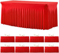 8 Pack Red Table Cloth for 6 Foot Rectangle Tables Spandex Fitted Tablecloth 6ft Stretch Table Covers Skirt Red Banquet Tablecloths Wrinkle Free Tablecloth for Party Wedding Birthday Event by Tao-GePartyDecorations