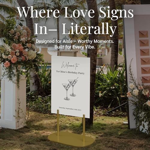 Gold Wedding Welcome Sign Stand with Holder - Elegant Metal Easel Display for Seating Chart, Reception Signs, Welcome Board - 30+ Customizable designs for Baby, Bridal Shower - Versatile Party Sign Holder - Image 6
