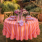 Tudomro Striped Tablecloth, Round, Coral, Apricot, 60'' X 60'' - Image 6