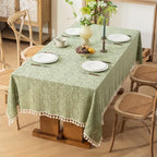 Boho Crochet Lace Tablecloth Rectangle 52 x 70 Inch Sage Green - Image 2