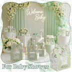 ForraFun 100 Sets Floral Wedding Favor Boxes with Pearl Pendant Bow, Green - Image 4