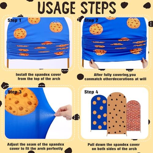 Moukeren 3 Pcs Cookie Arch Cover 4ft 5ft 6ft Spandex Backdrop Stand Decor - Image 6