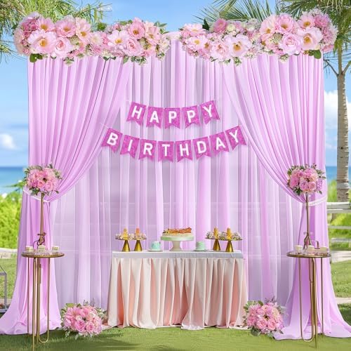 40ft x 10ft Pink Backdrop Curtains, Wrinkle-Free Sheer Chiffon Fabric Photo Backdrop Drapes for Wedding Arch Party Ceremony Stage Photography Decorations - Image 6