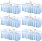 6 Packs Baby Blue Table Clothes for 6 Foot Rectangle Tables, One-Piece Wrinkle Resistant Stretch Spandex Table Covers with Skirt for Event Banquet Wedding Birthday Party by PartyTalk