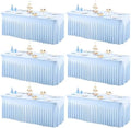 6 Packs Baby Blue Table Clothes for 8 Foot Rectangle Tables, One-Piece Wrinkle Resistant Stretch Spandex Table Covers with Skirt for Event Banquet Wedding Birthday Party by PartyTalk