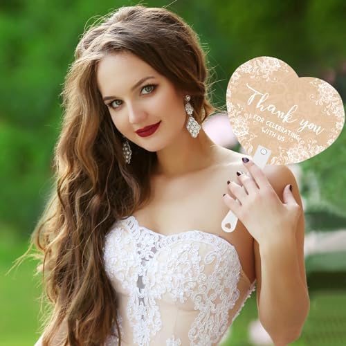 50 Pcs Wedding Hand Plastic Fans Boho Lace Bridal Shower Favors - Image 4
