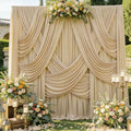 10ftx15ft Champagne Backdrop Curtains for Parties, Wrinkle Free Polyester Photo Backdrop Drapes 2 Panels 15 ft Long Back Drop Cloth for Wedding Birthday Photography Background Party by Htper
