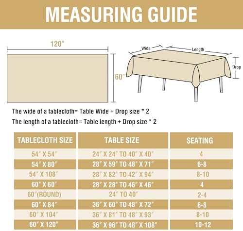 H.VERSAILTEX Linen Table Cloths Rectangle 60 x 120 Inch Premium Tablecloth Spill-Proof Waterproof Table Cover for Dining Buffet Feature Extra Soft and Thick Fabric Wrinkle Free, Natural - Image 2