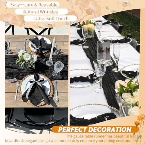 18 Pack Black Cheesecloth Table Runner 17x108 Inches Boho Home Decor - Image 6
