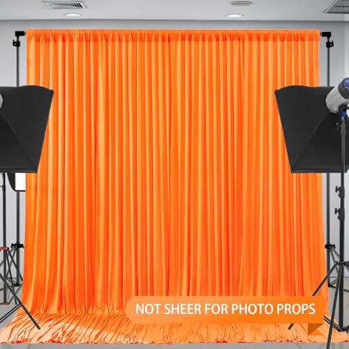 Orange Backdrop Curtains - 8 Panel Wrinkle-Free Polyester Photography Drapes for Baby Shower & Birthday Party - 32 x 10FT - Image 4