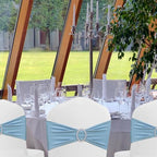 50 Pack Baby Blue Chair Sashes, Blue Spandex Chair Bands for Wedding Gender Reveal Party Decor, Baby Blue Bows for Folding Chairs - Image 2