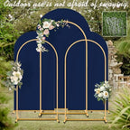 Arch Backdrop Stand Set with Cover 7.2ft,6ft x 2 Arched Frame Stand and Spandex Wedding Arch Cover with Storage Bag (Navy Blue, 7.2Ft+6Ft+6Ft) - Image 4